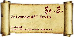 Zsivanović Ervin névjegykártya