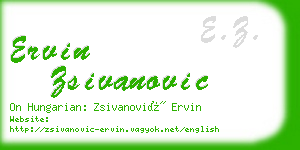 ervin zsivanovic business card